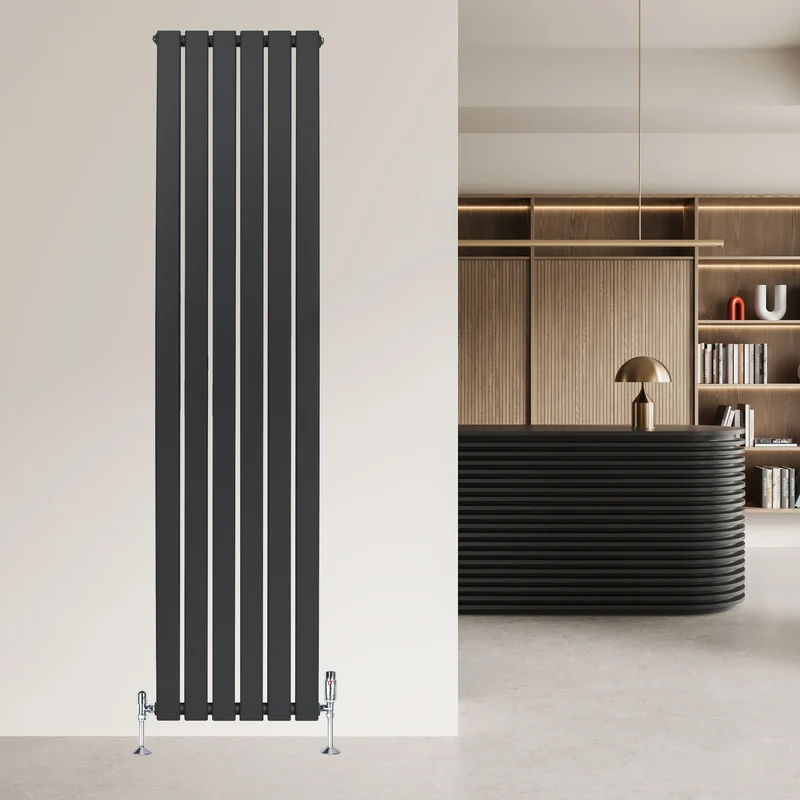 Radiador Plano de Columna Simple con Válvulas – 1800 mm x 420 mm – Gris Antracita