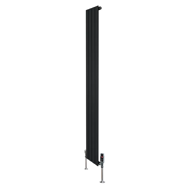 Radiador Plano de Columna Simple con Válvulas – 1800 mm x 280 mm – Negro