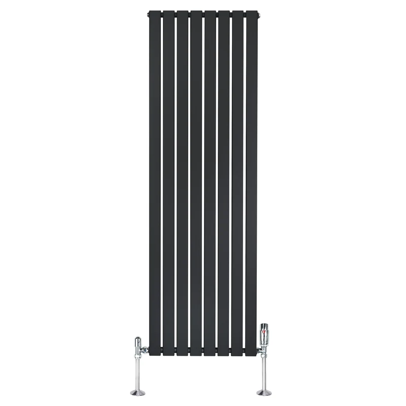 Radiador Plano de Columna Simple con Válvulas – 1800 mm x 560 mm – Negro