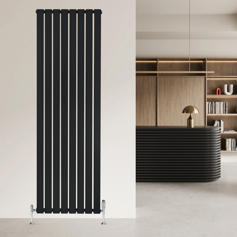 Radiador Plano de Columna Simple con Válvulas – 1800 mm x 560 mm – Negro