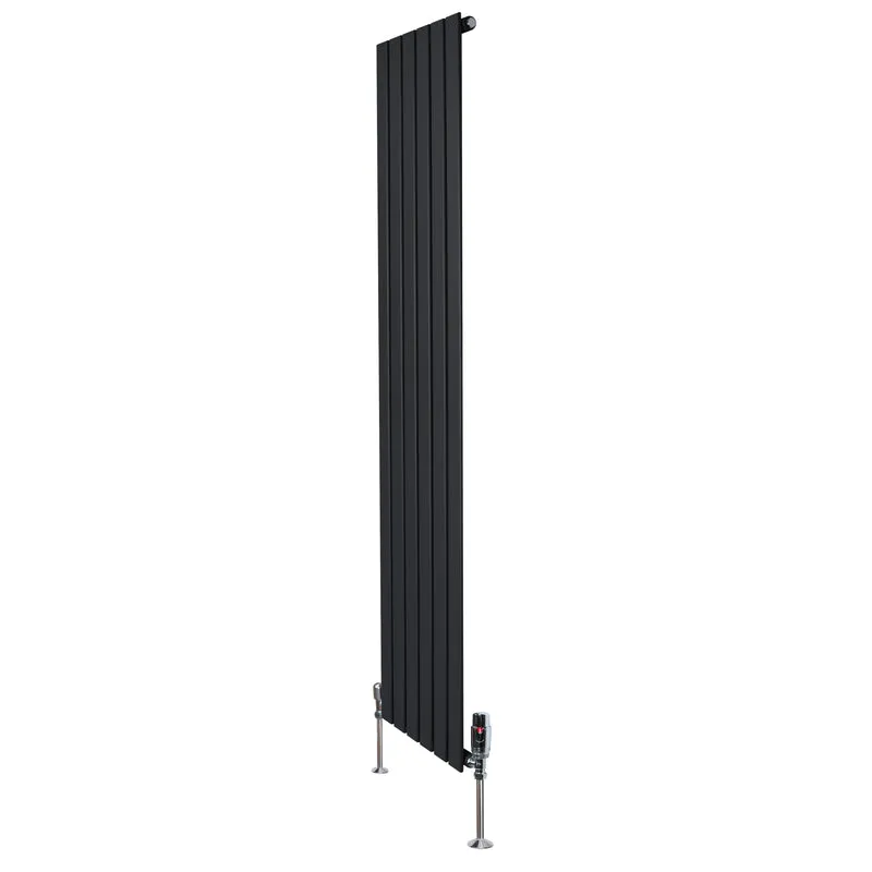 Radiador Plano de Columna Simple con Válvulas – 1800 mm x 420 mm – Negro