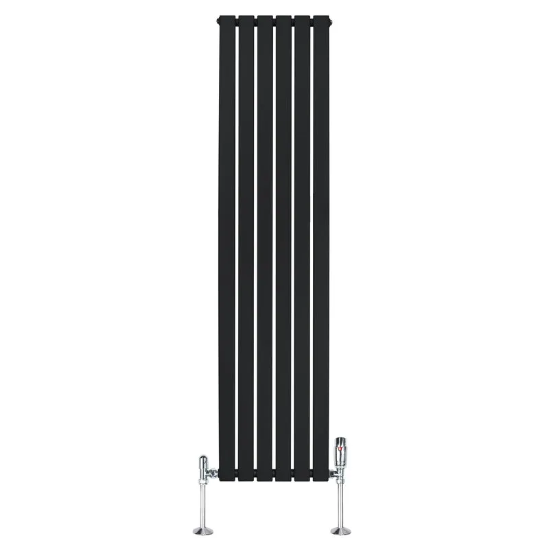 Radiador Plano de Columna Simple con Válvulas – 1800 mm x 420 mm – Negro