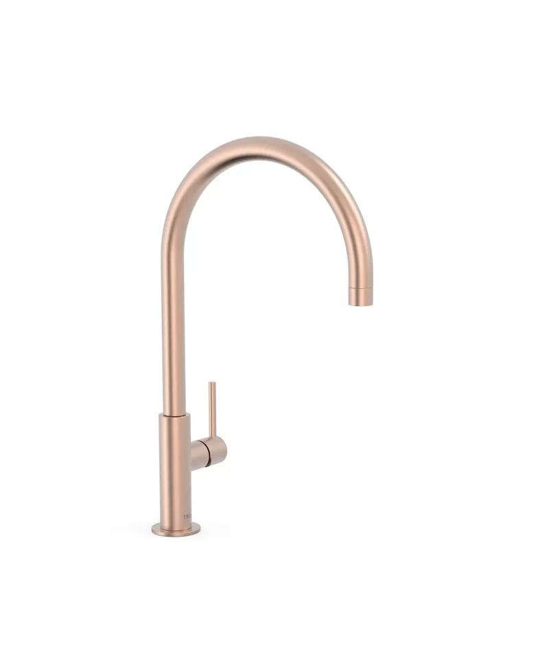 Grifo monomando XXL con maneta lateral y ahorro energético en acabado oro rosa mate Study Tres