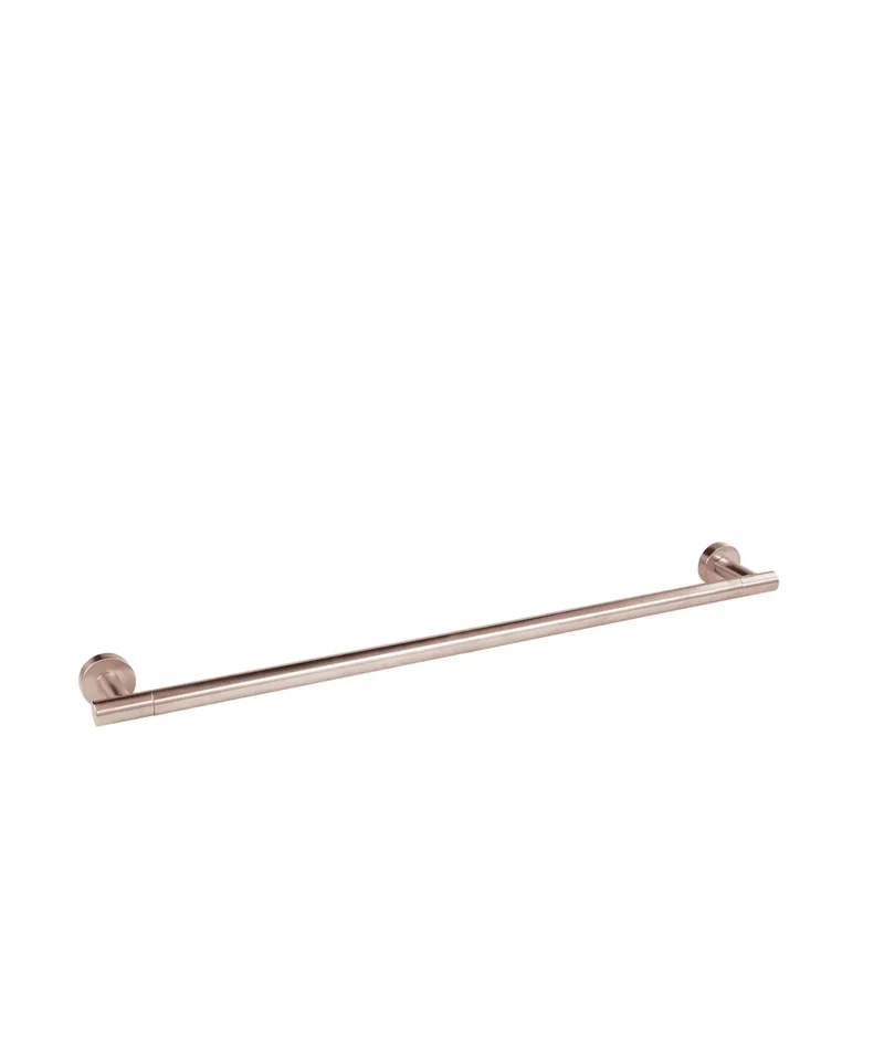 Toallero tipo barra con bases redondas de acabado oro rosa mate 24K de 580 mm de ancho Tres