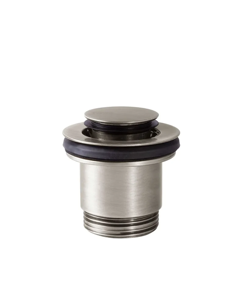 Válvula de desagüe para lavabo con opción siempre abierta de acabado acero Click Clack Simple Rapid Tres