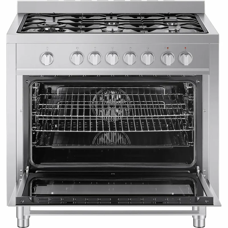 Vitrokitchen ST9060IB Cocina Gas 5 Fuegos Inox con Horno Eléctrico 103L
