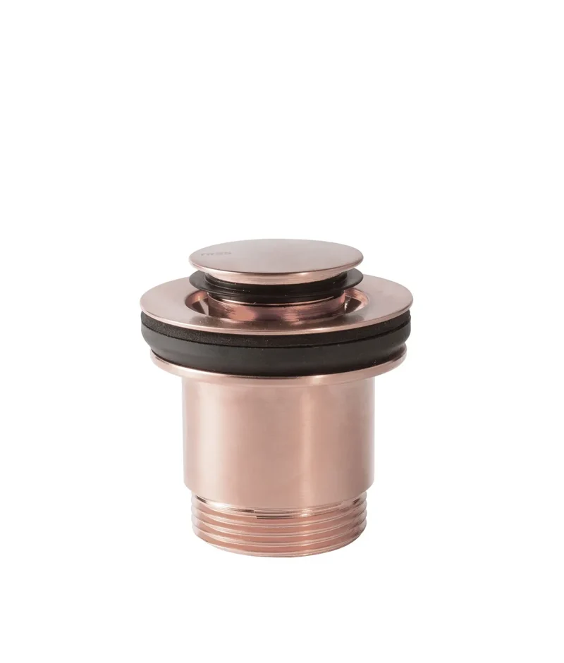 Válvula de desagüe para lavabo opción siempre abierta de acabado oro rosa mate Click Clack Simple Rapid Tres