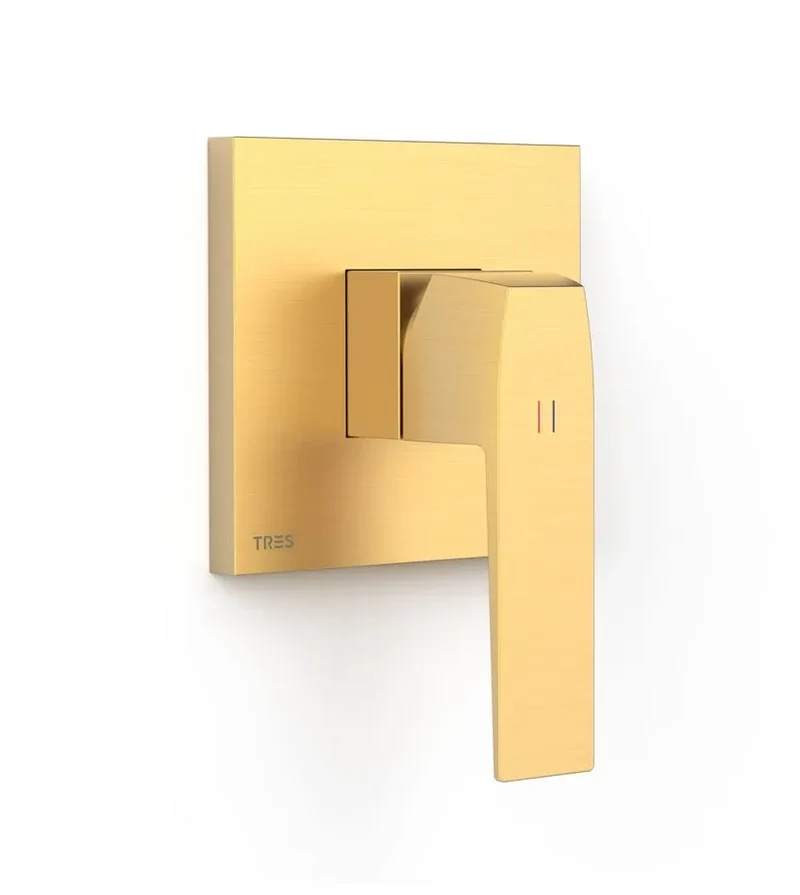 Grifo monomando empotrable de una vía con tornillo de fijación oculto hecho de latón con acabado oro mate SLIM COLORS TRES