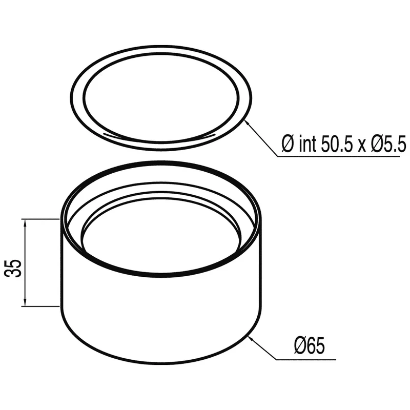 Separador de 35 mm para válvula de desagüe de lavabo con sobre encimera acabado cromado TRES