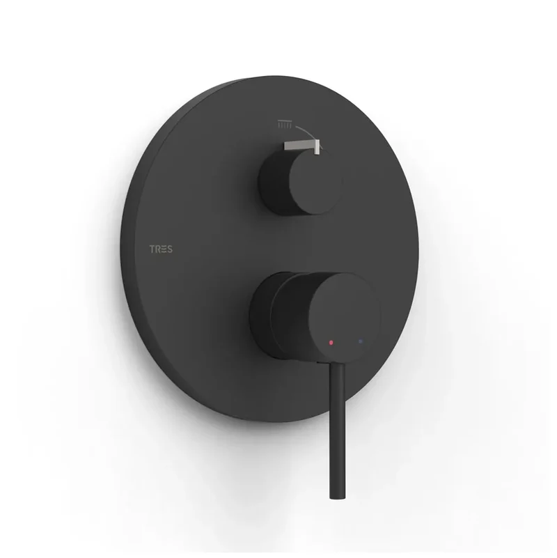 Grifo empotrable de dos vías con maneta de latón acabado negro mate STUDY EXCLUSIVE TRES