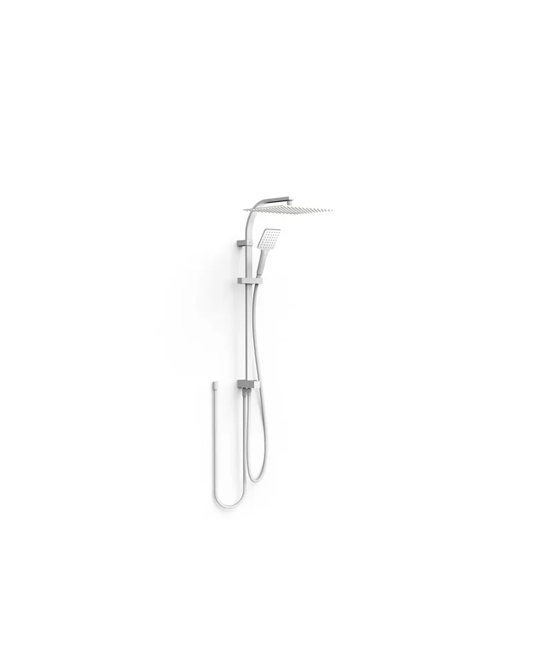 Columna de ducha con rociador cuadrado para grifos universales con acabado blanco mate Over Wall Tres