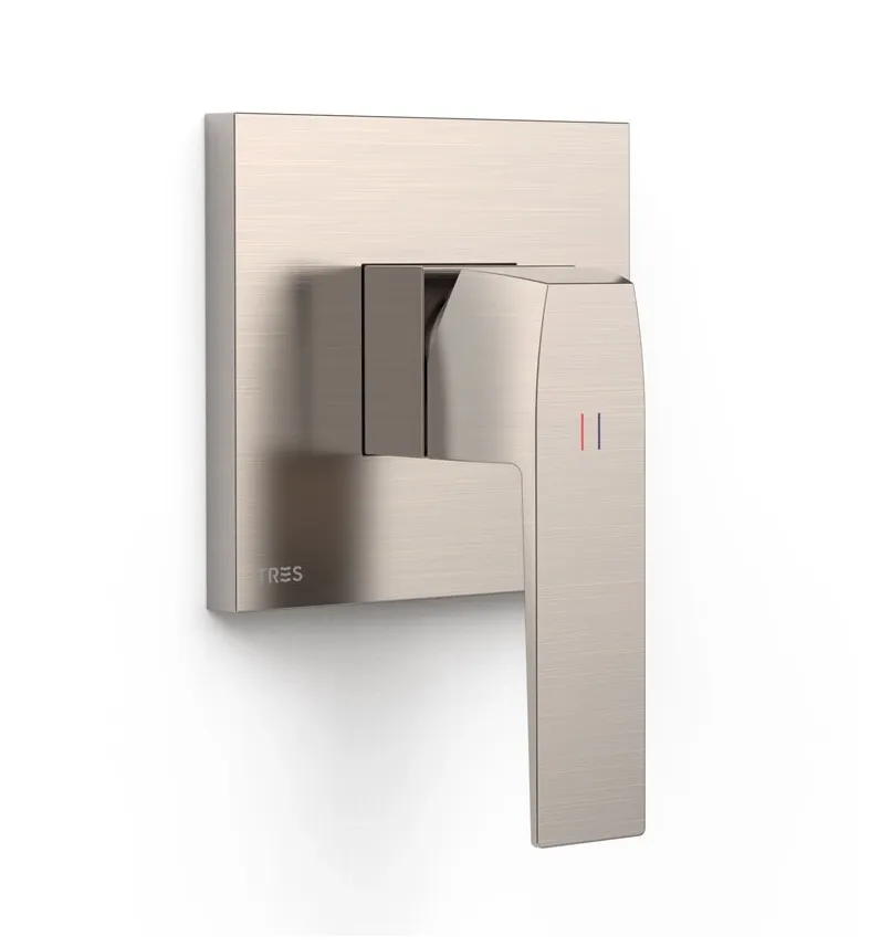 Grifo monomando empotrable de una vía en latón con acabado color acero SLIM EXCLUSIVE TRES