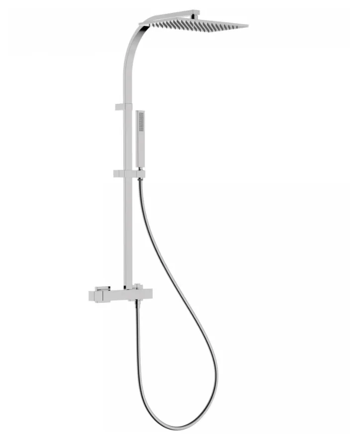 Columna de ducha de latón cromado con grifo monomando, rociador fijo y teleducha Slim Exclusive TRES