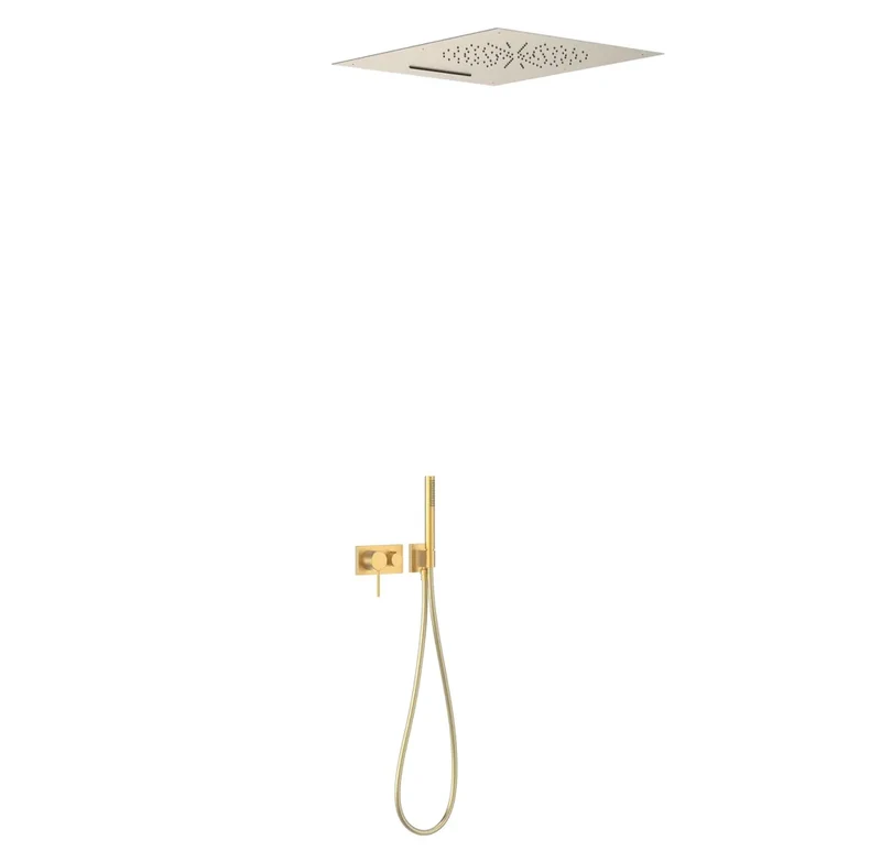 Columna de ducha con grifo monomando de latón acabado oro mate TRES
