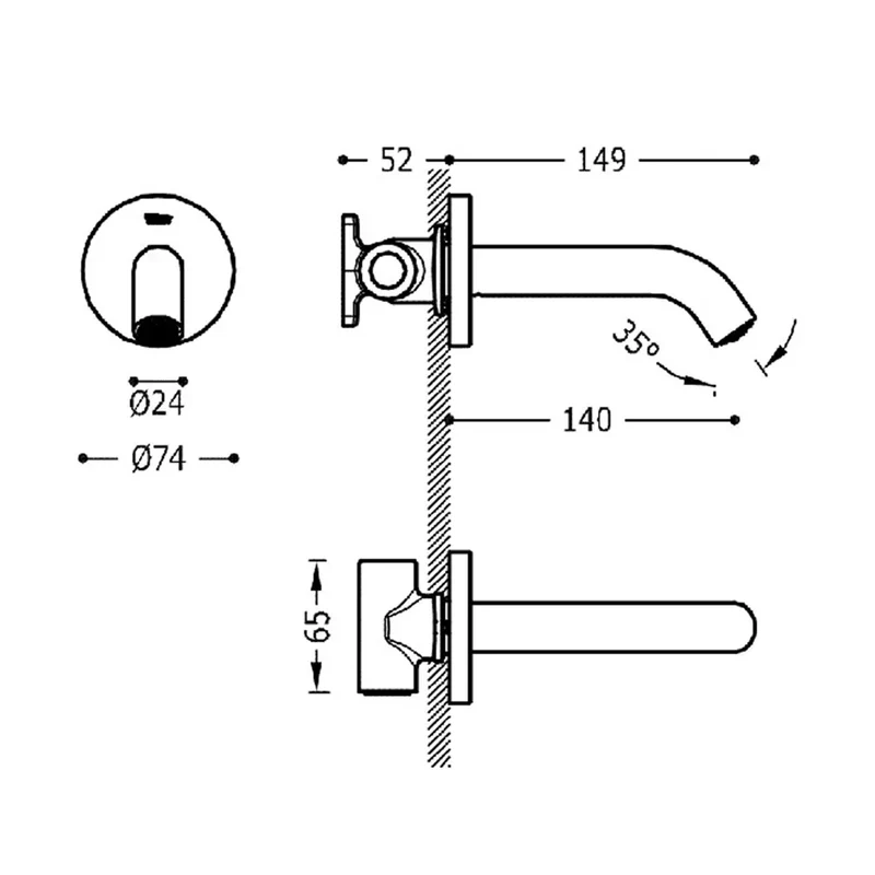 Columna de ducha de pared con acabado negro mate y toma de agua regulable en profundidad Complementos Tres