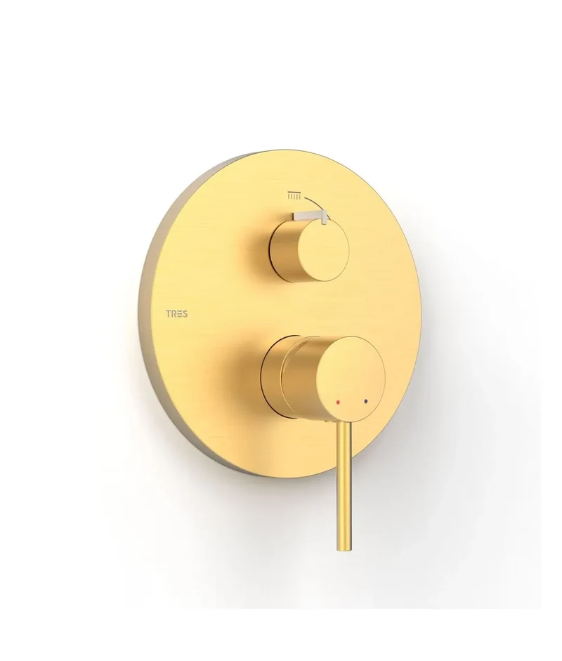 Grifo empotrable de dos vías con maneta de latón acabado oro mate STUDY EXCLUSIVE TRES