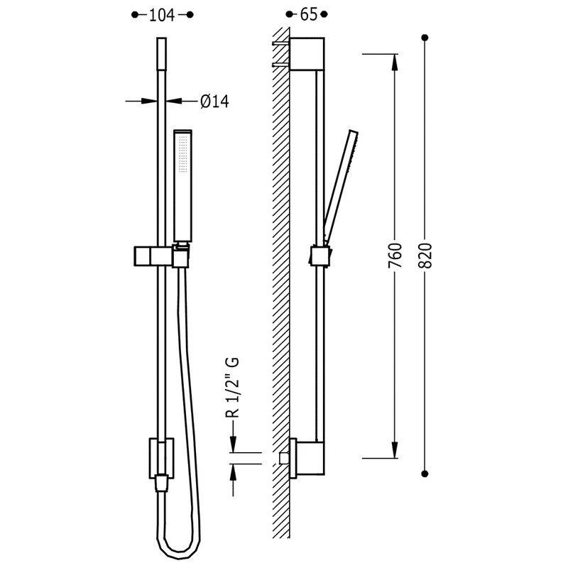 Columna de ducha de mano y barra recta vertical fabricada en latón con acabado blanco mate TRES