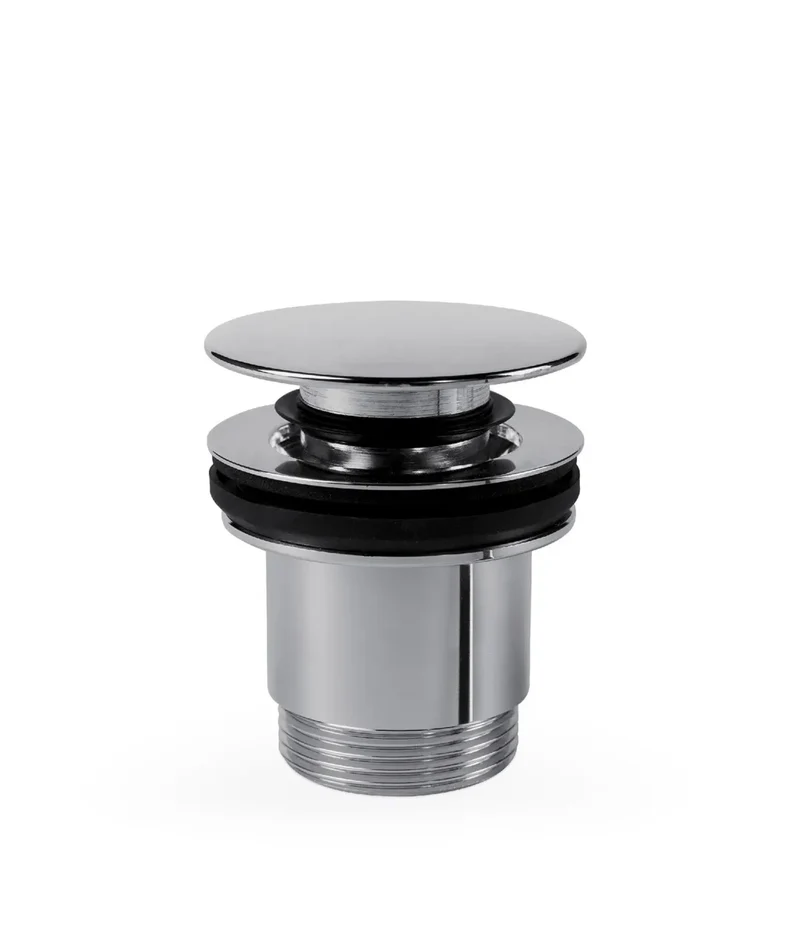 Válvula de desagüe para lavabo de acabado cromado con o sin rebosadero Click Clack Simple Rapid Tres