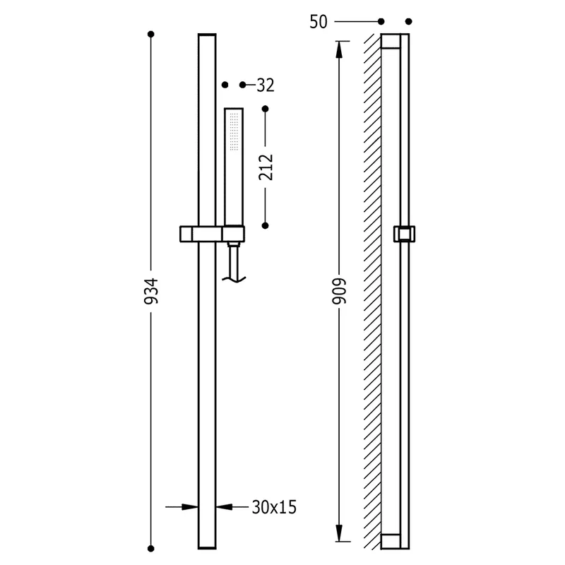 Columna de ducha de latón con acabado cromado Kit de ducha y barra deslizante vertical Project-Slim TRES
