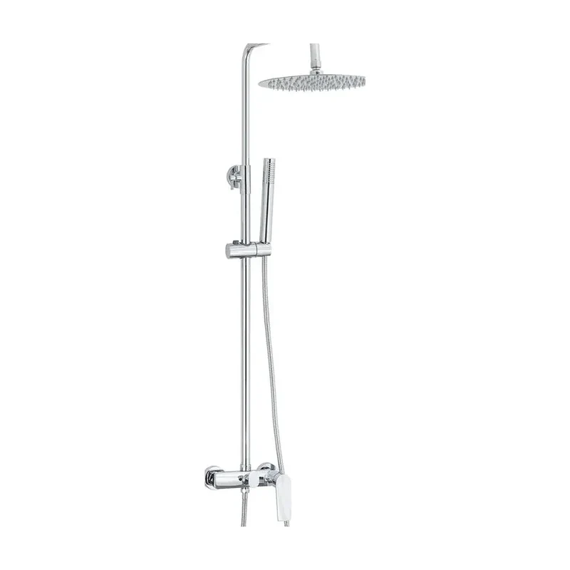 Barra de ducha monomando redonda cromada ajustable 80 a 120 cm Valdivia de Valaz