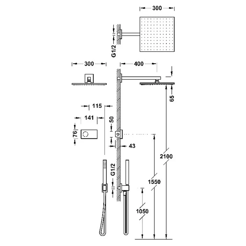 Grifo termostático de dos vías de latón y acero con acabado oro rosa mate SHOWER TECHNOLOGY TRES