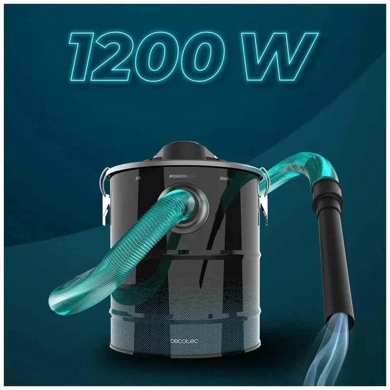 Aspirador de Cenizas 1200W: Limpieza Profunda y Eficiente con Depósito de 20L de Cecotec