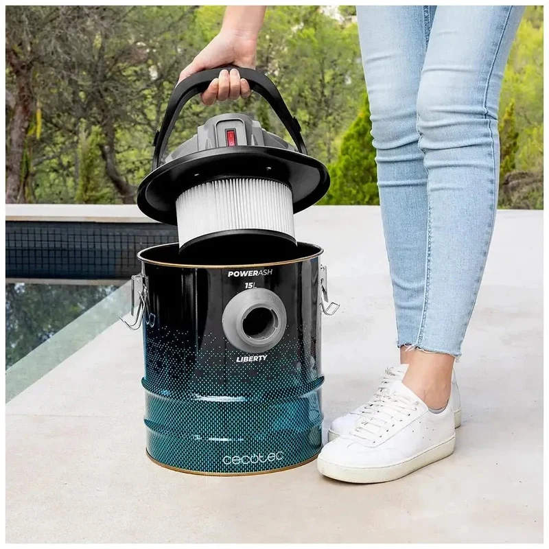 Aspirador de Cenizas Potente y Duradero con 15L y 120W para Limpieza Extrema de Cecotec