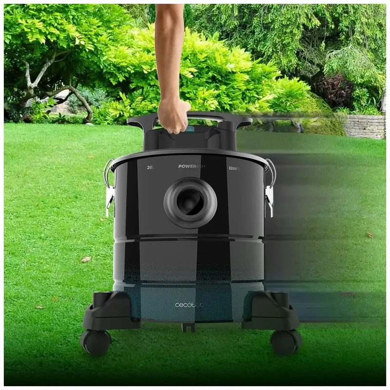 Potente Aspirador de Cenizas 1200W con Depósito Inoxidable y Transporte Fácil de Cecotec