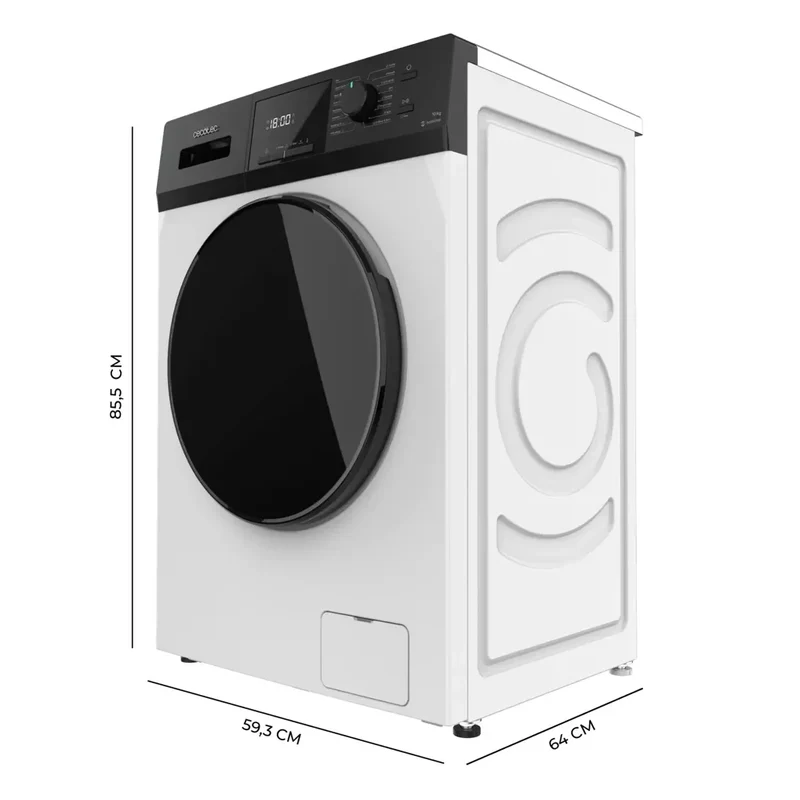 Lavadora Inverter 12kg, 1400rpm, Clase A, 16 Programas, Vapor y Cuidado Antialérgico de Cecotec