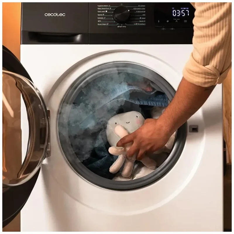 Lavadora Inverter 12Kg Clase A con SteamMax y Jet Wash para Lavados Eficientes de Cecotec