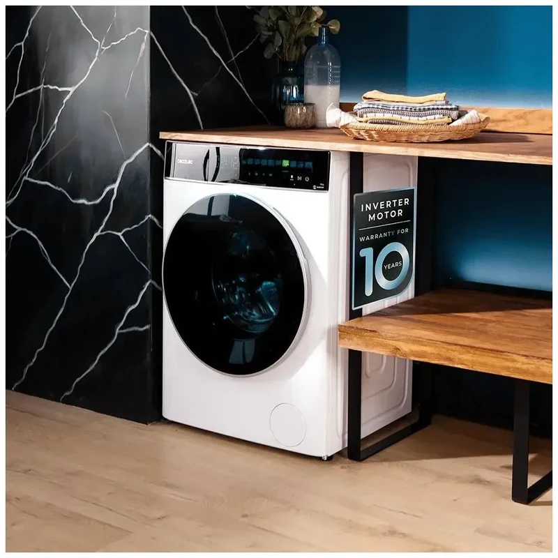 Lavadora Inteligente 9kg con Autodosis, Vapor y Motor Inverter para Ahorro Energético de Cecotec