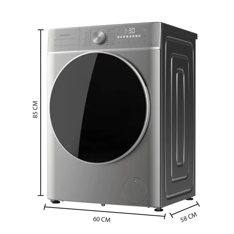 Lavadora Inverter Steel 9kg, 1400rpm, Eficiencia A, 16 Programas y Vapor Inteligente de Cecotec