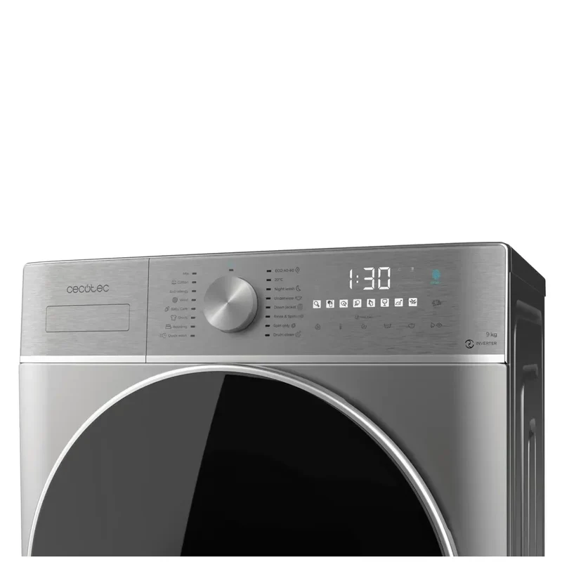 Lavadora Inverter Steel 9kg, 1400rpm, Eficiencia A, 16 Programas y Vapor Inteligente de Cecotec