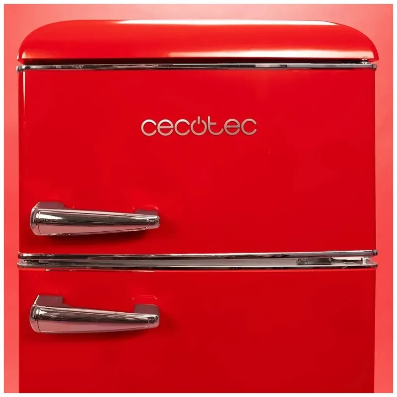 Mini Frigorífico Retro Rojo 86L con Luz LED y Diseño Vintage de Cecotec