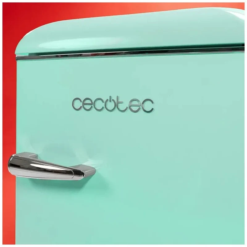 Mini Frigorífico Retro Verde 86L con Luz LED y Diseño Vintage Eficiente de Cecotec