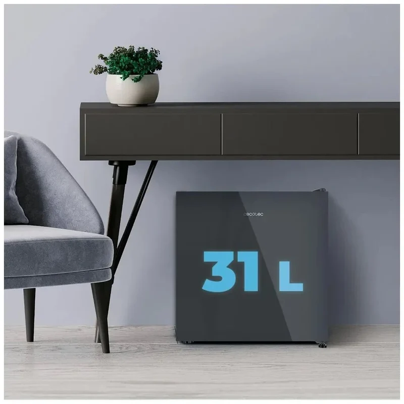 Mini Frigorífico Convertible en Congelador con Cristal Gris, 31L, Ahorro Energético de Cecotec