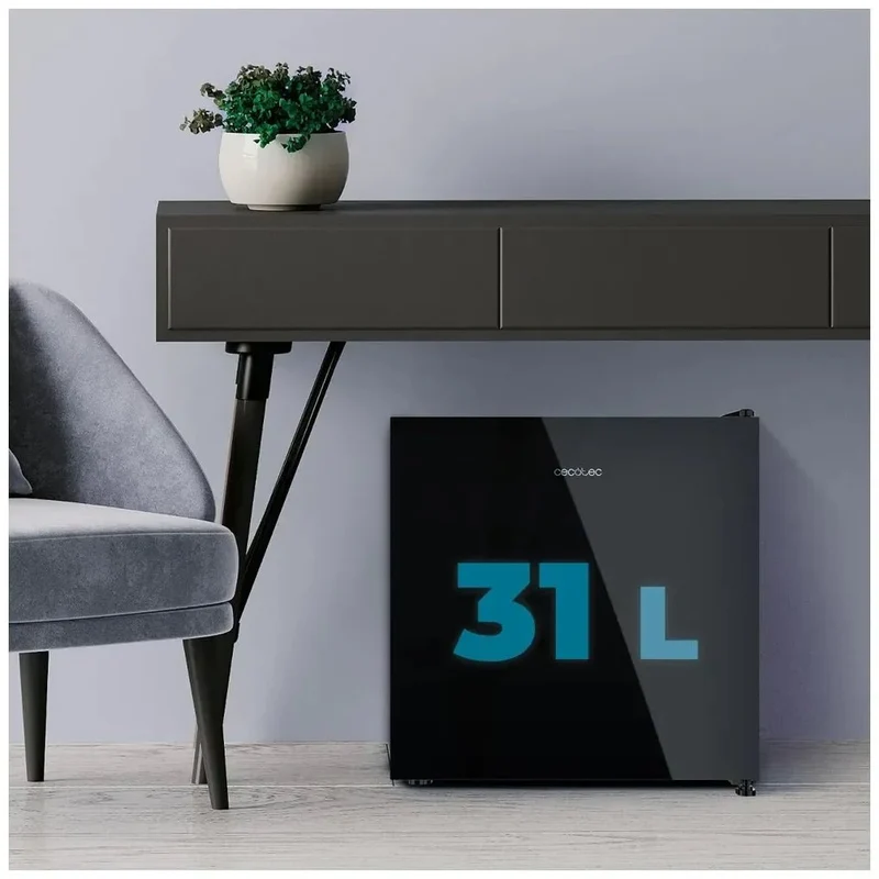 Mini Frigorífico Convertible en Congelador con Elegante Cristal Negro, 31L de Cecotec