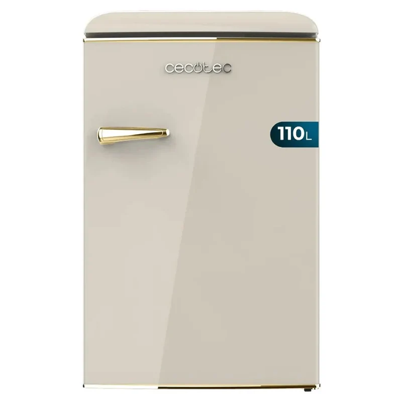 Mini Frigorífico Retro 110L Beige con ICEBOX y Tirador Gold, Clase E de Cecotec