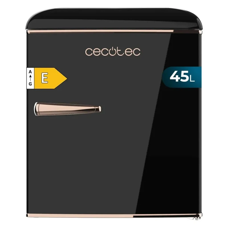 Mini Frigorífico Retro 45L Negro con Icebox y Eficiencia Energética Clase E de Cecotec