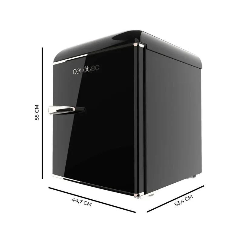 Mini Frigorífico Retro 45L Negro con Icebox y Eficiencia Energética Clase E de Cecotec