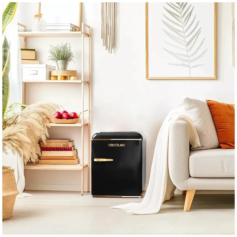 Mini Frigorífico Retro 45L Negro con Icebox y Eficiencia Energética Clase E de Cecotec