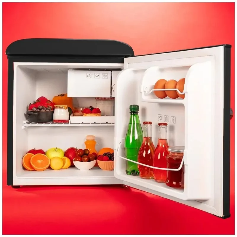 Mini Frigorífico Retro 45L Negro con Icebox y Eficiencia Energética Clase E de Cecotec