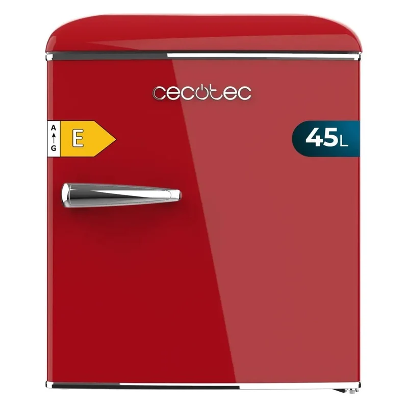 Mini Frigorífico Retro 45L Rojo con Icebox y Eficiencia Energética Clase E de Cecotec
