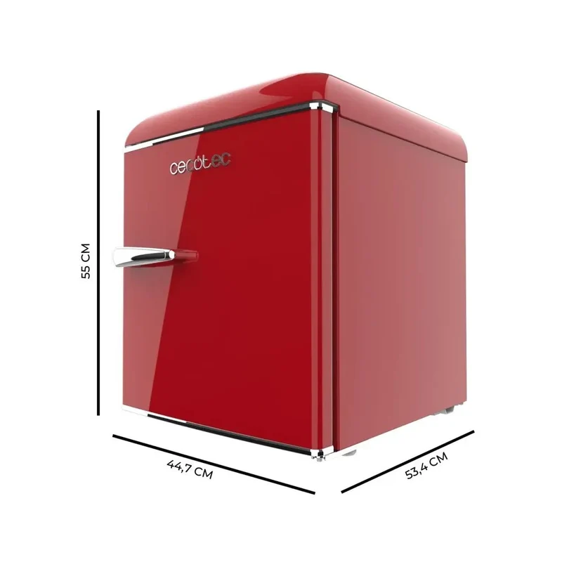 Mini Frigorífico Retro 45L Rojo con Icebox y Eficiencia Energética Clase E de Cecotec