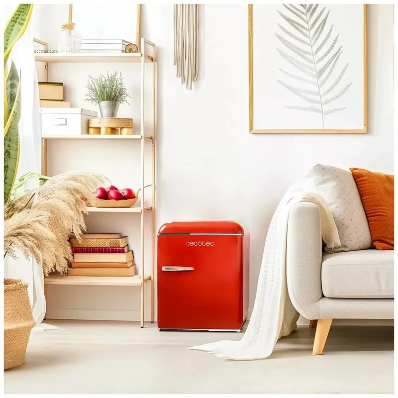 Mini Frigorífico Retro 45L Rojo con Icebox y Eficiencia Energética Clase E de Cecotec