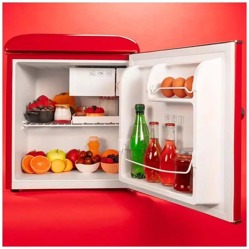 Mini Frigorífico Retro 45L Rojo con Icebox y Eficiencia Energética Clase E de Cecotec