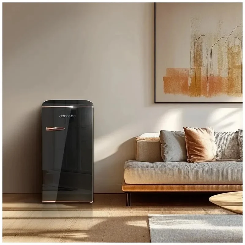 Mini Frigorífico Retro Negro 95L con Icebox y Eficiencia Energética Clase E de Cecotec