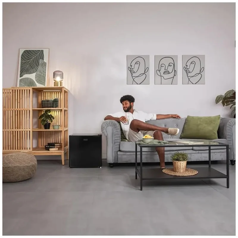 Mini Frigorífico negro 46L acero inoxidable eficiencia energética Clase E Cecotec