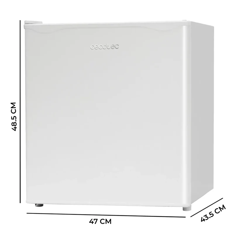 Mini Frigorífico blanco 46L con congelador y puerta reversible eficiencia energética E Cecotec