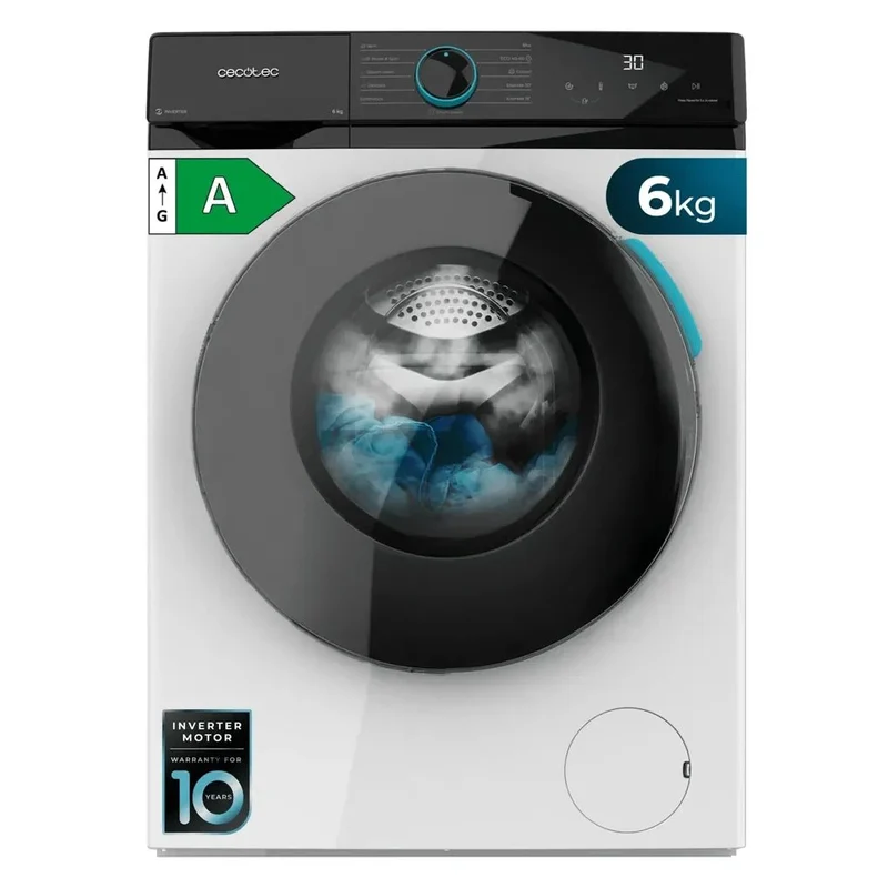 Lavadora Bolero DressCode 6160 6 kg 1200 rpm A++ Inverter Plus con 11 programas y tecnología Steam Max de Cecotec
